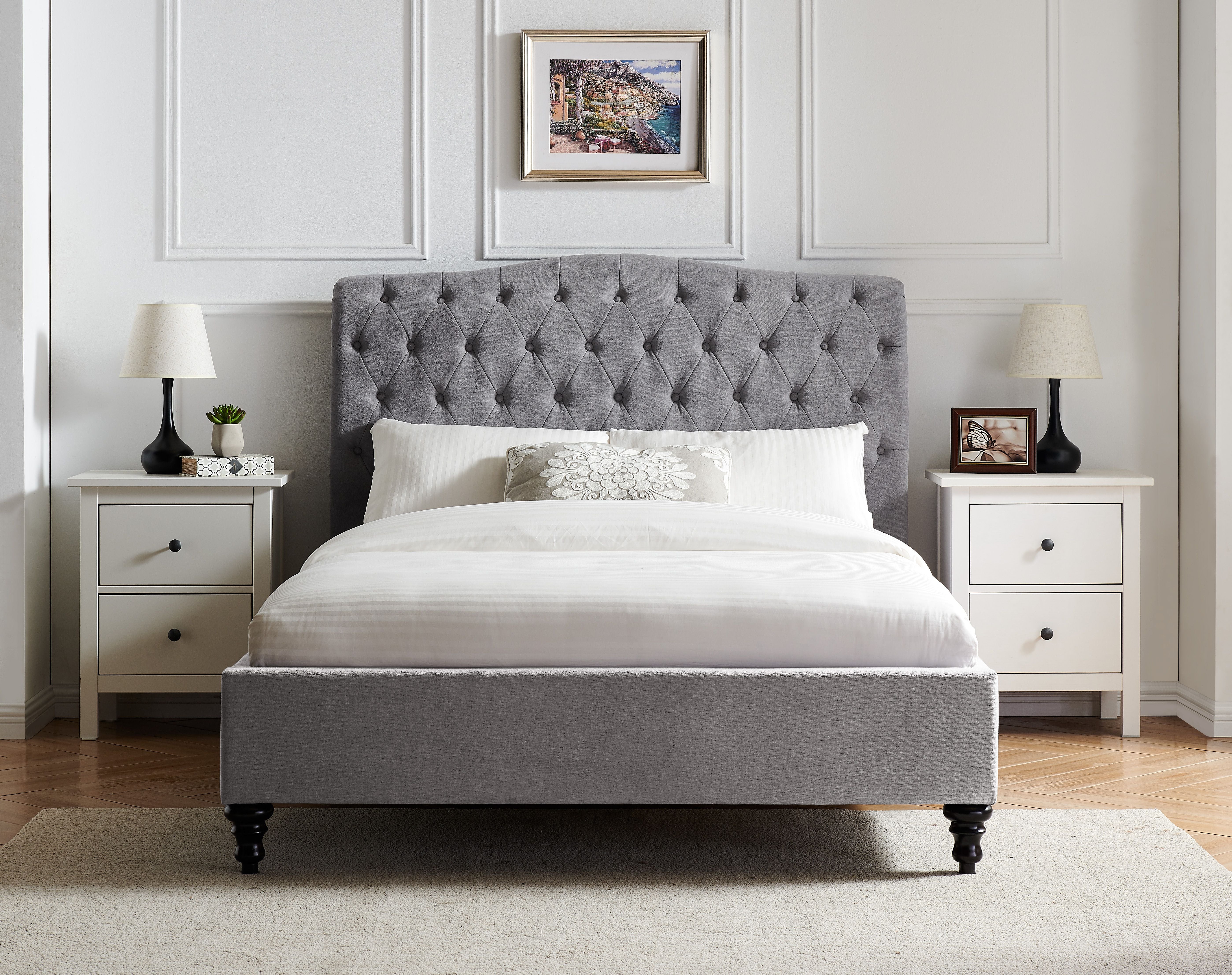 Rosa Light Grey Fabric Bed frame