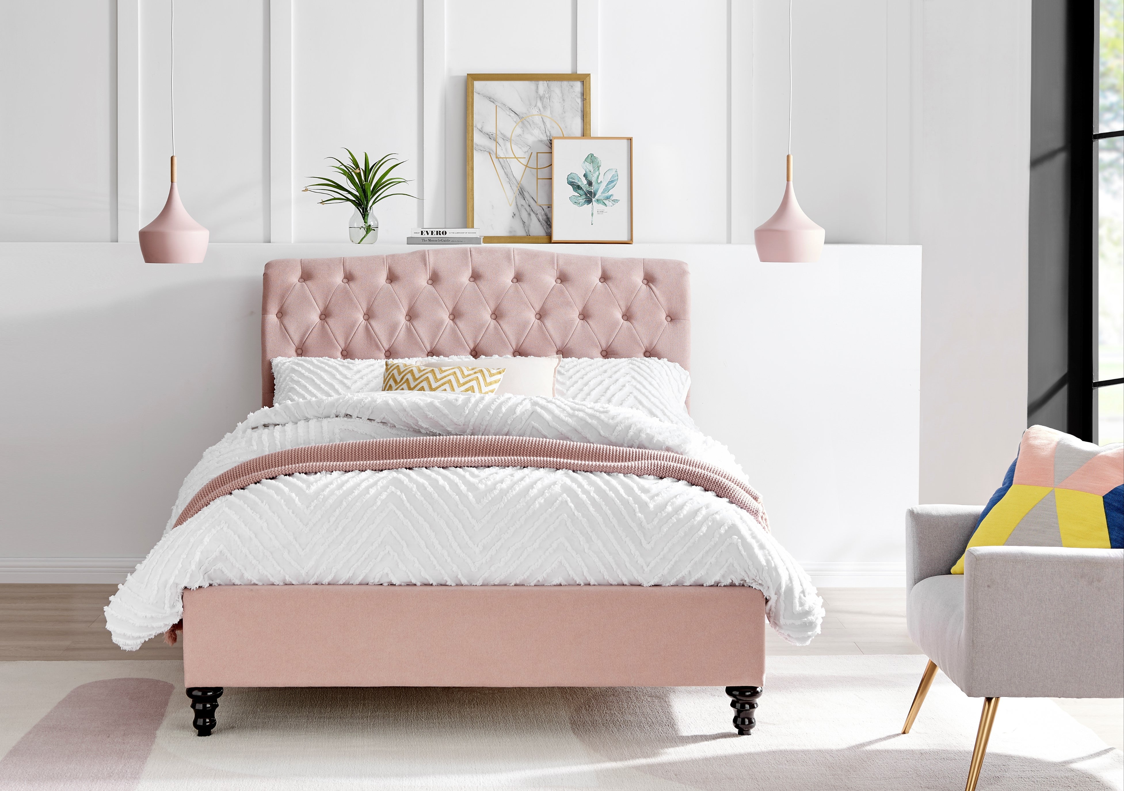 Rosa Pink Fabric Bed frame