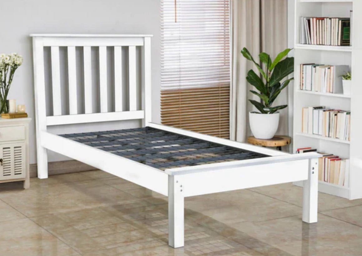 Kiwi White Wooden Bed frame – Bridge Bedding Centre