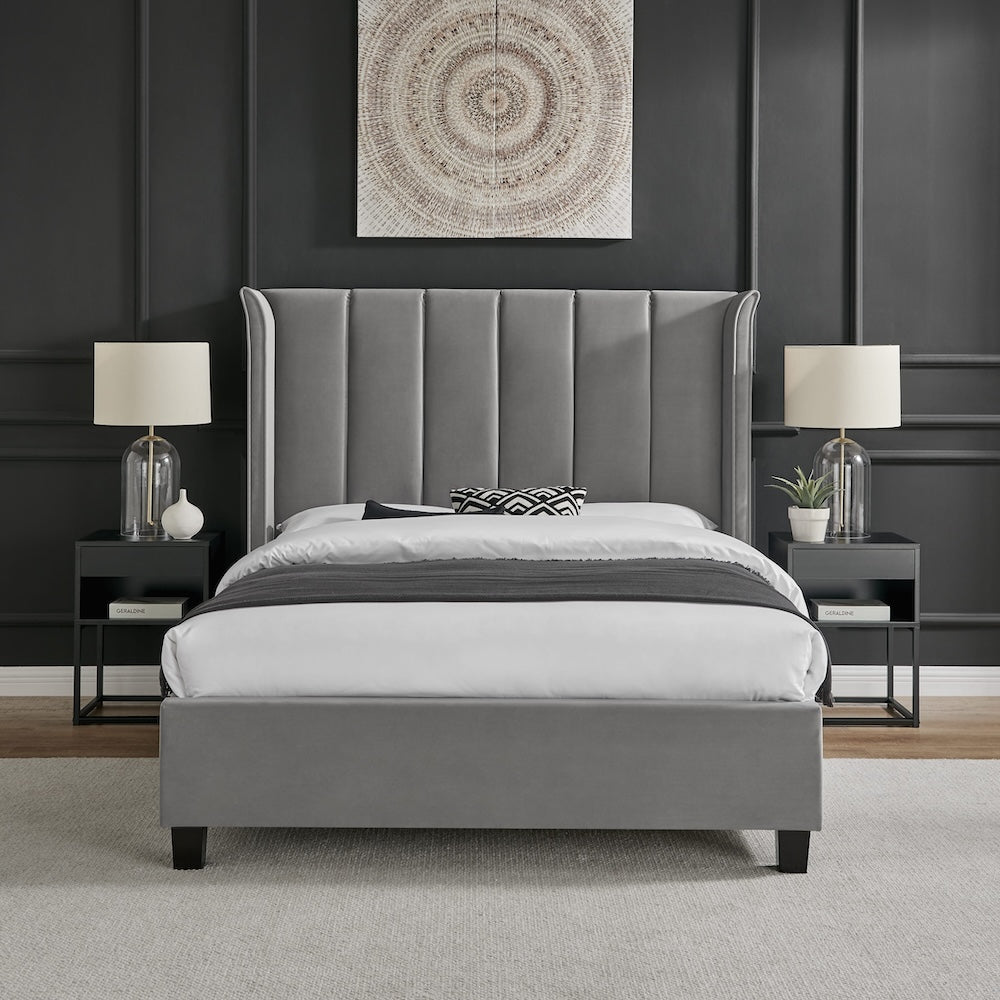 Polaris Silver Fabric Bed Frame