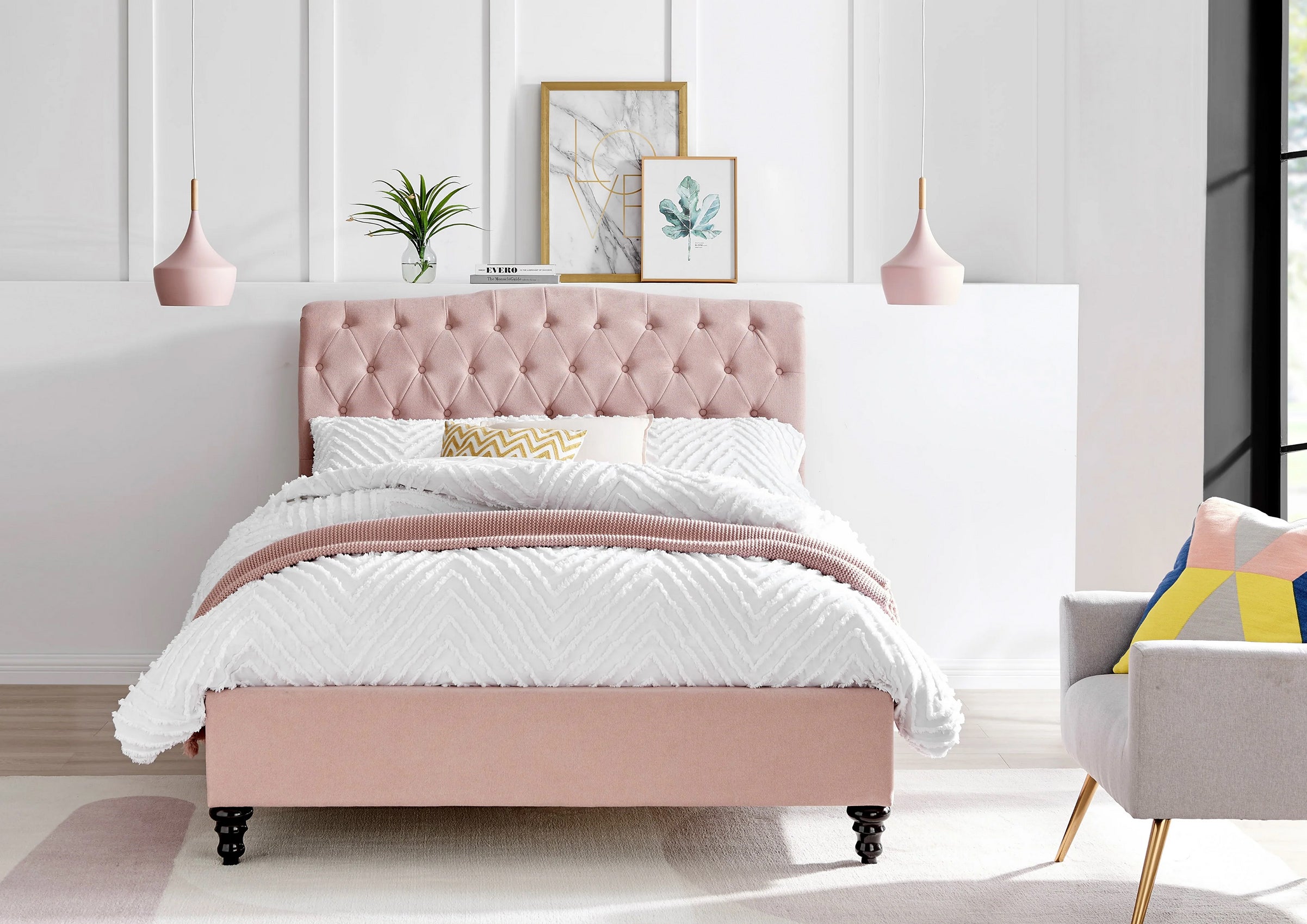 Rosa Pink Fabric Bed frame