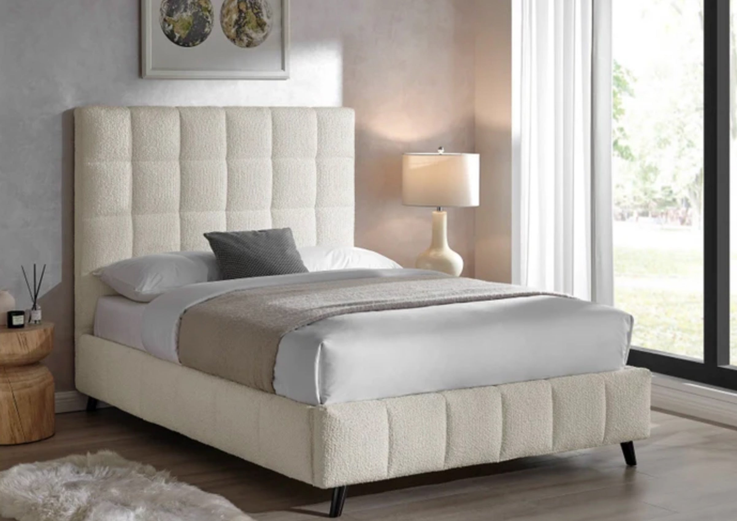 Ivory Bed Starla Ivory Fabric Bed frame – Bridge Bedding Centre