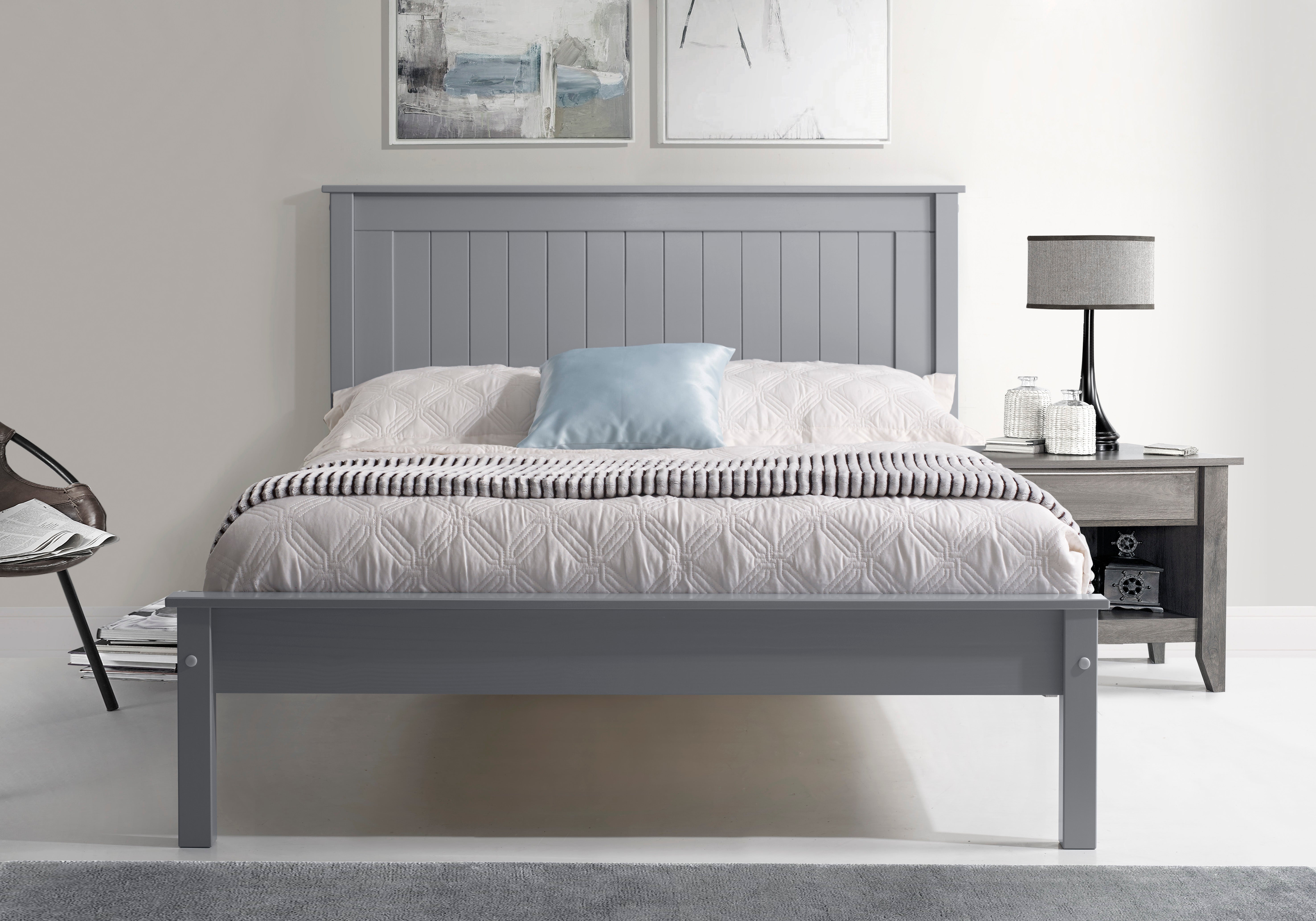 Taurus Light Grey Wooden Bed Frame